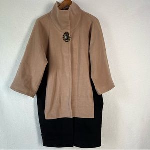 Gizia angora wool blend Powder taupe black long winter coat snap down jacket